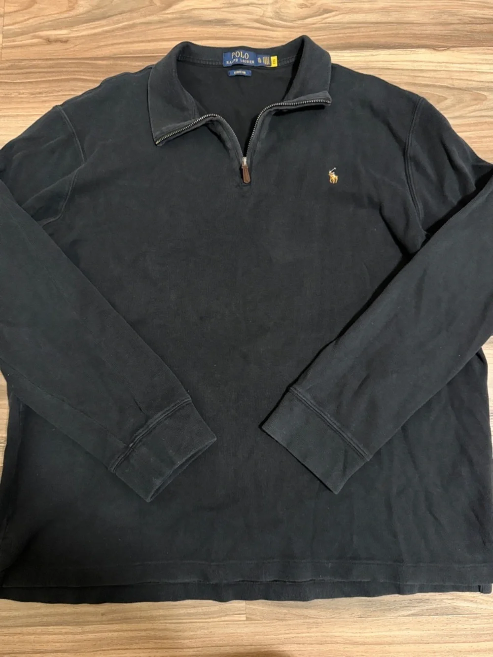 Polo Ralph Lauren Men’s XL Estate Rib Quarter Zip Pullover Black Cotton Sweater